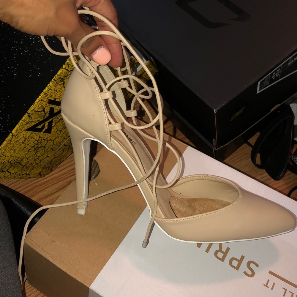 Nude close toe heels
